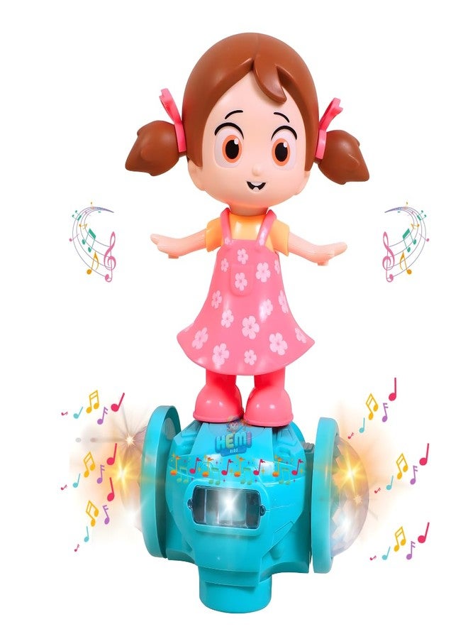 Hemito Hemikids Musical Dancing Girl Doll 360 Degree Rotating With 5D Multi Color Flashing Lights For Kids Infant Toddlers Dancing Moving Toys For Babies Birthday Gift - Image 1
